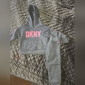 DKNY Gray and Pink Hoodie Set Size 18 Mo